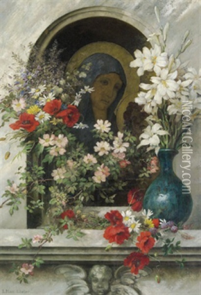 Madonna Von Blumen Umrahmt Oil Painting - Louise Ehrler