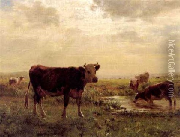 Vaches Dans Le Paturage Oil Painting - Adolphe Charles Marais