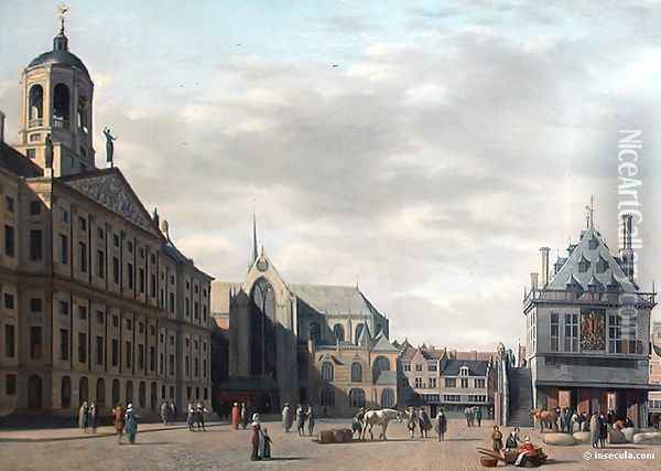 View from the Dam Square in Amsterdam Oil Painting - Gerrit Adriaensz Berckheyde