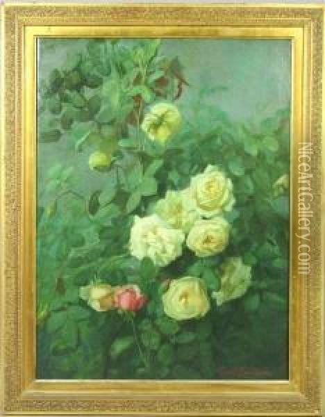 Lambdin, Roses, O/c Oil Painting - George Cochran Lambdin