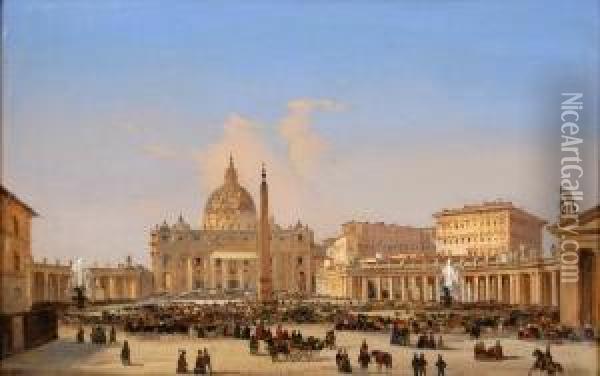 Blick Auf St. Peter Oil Painting - Ippolito Caffi
