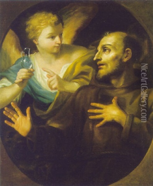 San Francesco D'assissi E L'angelo Oil Painting - Stefano Maria Legnani