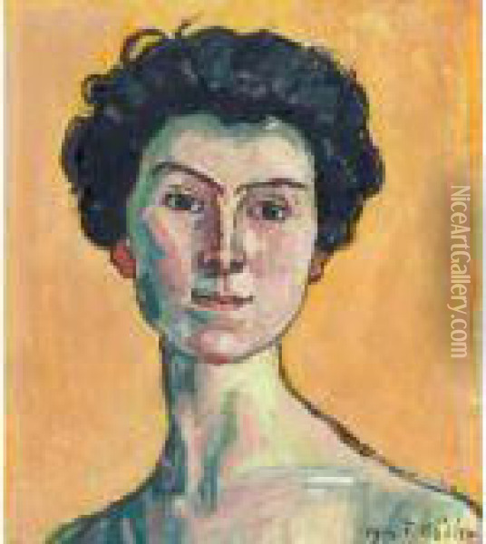 Portrait Of Clara Pasche-battie Oil Painting - Ferdinand Hodler