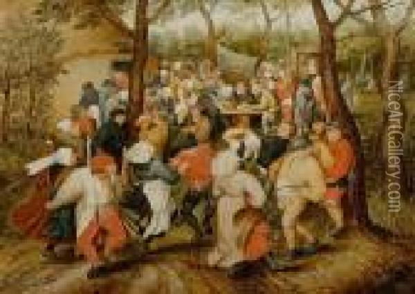 Wedding Dance In The Open Air. Oil Painting - Pieter The Younger Brueghel