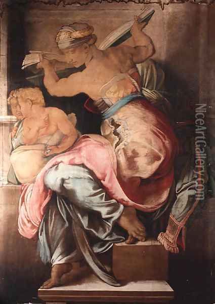 The Libican Sybil Oil Painting - Michelangelo Buonarotti