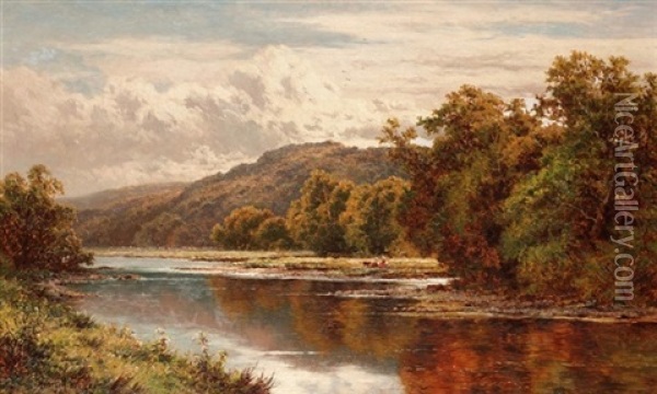Reflections, The Thames At Cleeve Oil Painting - Henry H. Parker
