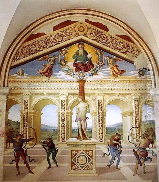 Martyrdom of Saint Sebastian Oil Painting - Pietro Vannucci Perugino