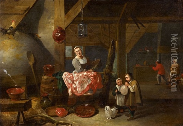 Interieur Eines Hollandischen Bauernhauses Oil Painting - Matheus van Helmont