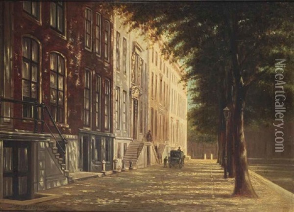 The Gouden Bocht, Herengracht, Amstedam Oil Painting - Johannes Hermanus Van Heyden