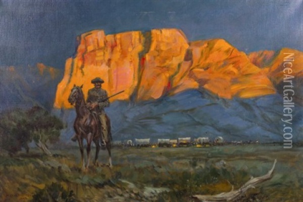 Mountain Juniper Sierra Nevada Mountain Oil Painting - Maynard Dixon