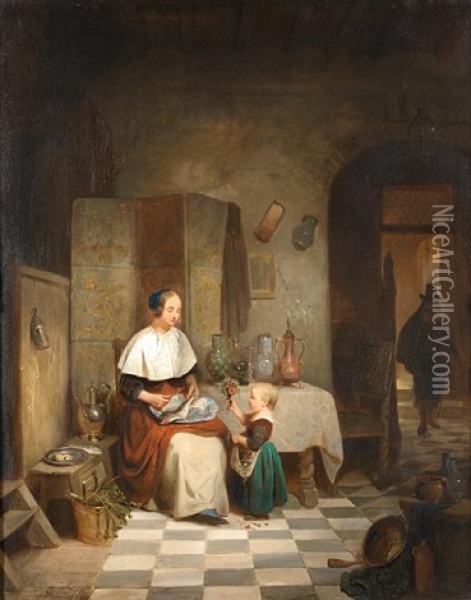 Offering Flowers Oil Painting - Willem Linnig the Elder