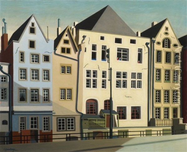 Koln, Hauser Am Rhein Oil Painting - Carl Grossberg