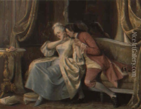 Der Zudringliche Kavalier Oil Painting - August Hermann Knoop