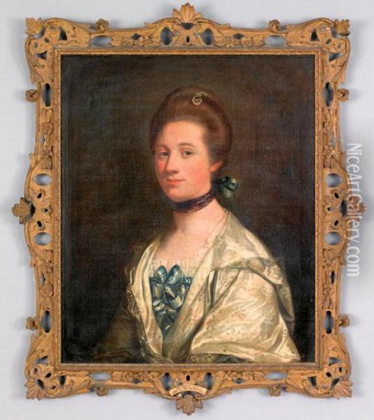 Portrait Of Mrs. Birch Oil Painting - Thomas Beach