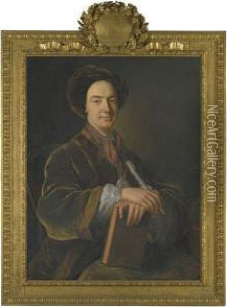 Portrait Of William Murray, 1st Earl Of Mansfield (1705-1793),holding A Book And A Quill Oil Painting - Jean Baptiste van Loo