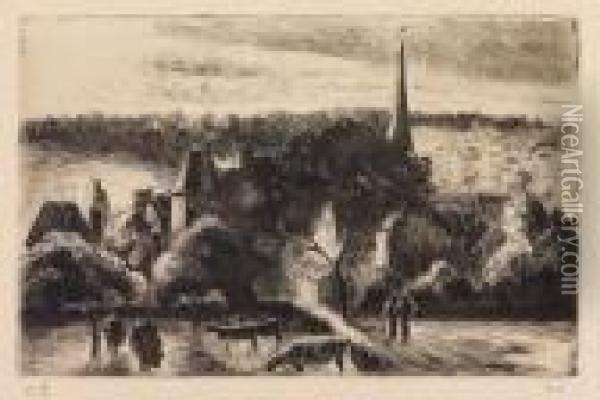 Eglise Et Ferme D'eragny Oil Painting - Camille Pissarro