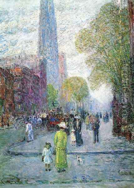 Cathedral Spires, Spring Morning Oil Painting - Frederick Childe Hassam