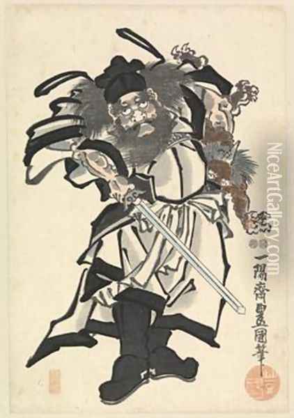 Shoki the Demon Queller Oil Painting - Utagawa Kunisada