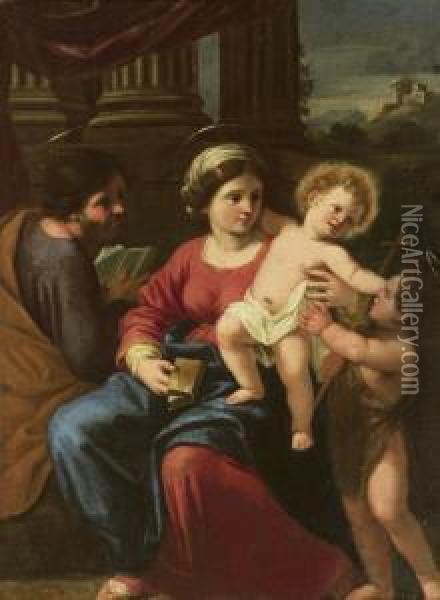 The Holy Family With The Infant Saint John The Baptist Oil Painting - Giovanni Francesco Romanelli
