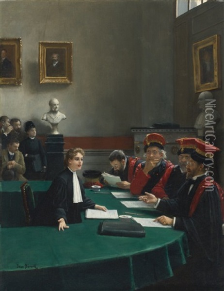 Salle D'examen De Doctorat (the Doctoral Jury) Oil Painting - Jean Beraud