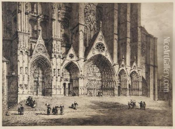 Cathedral Interiors And A Facade Oil Painting - Axel Herman Haig