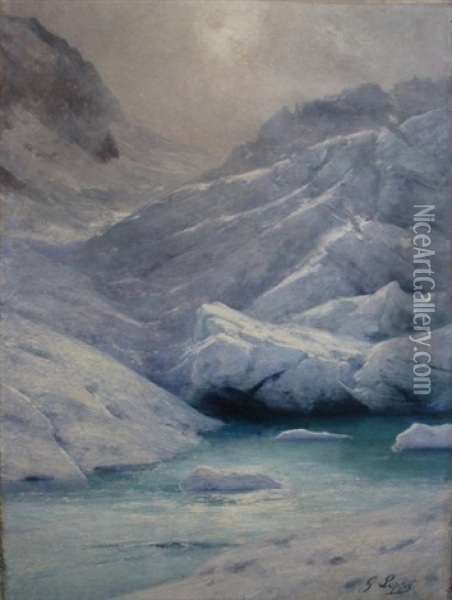 Glacier Du Geant Chamonix Oil Painting - Gabriel Loppe