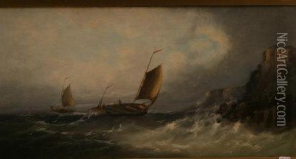 Boats On The Coast Oil Painting - William Harry Williamson
