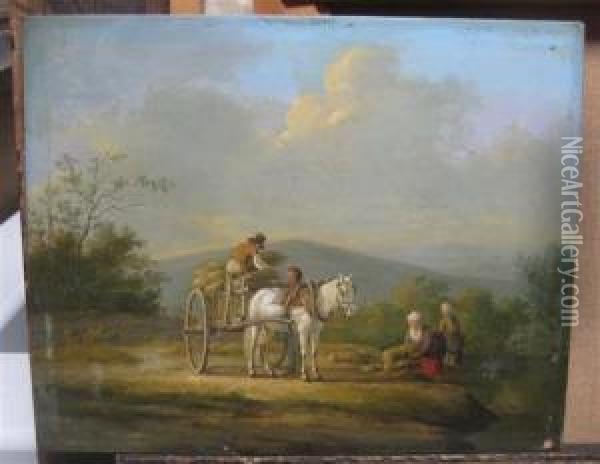 Loading A Haycart Oil Painting - Anthony Oberman