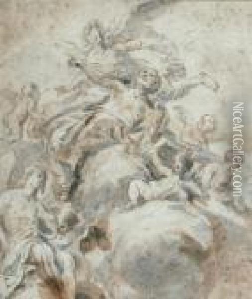 Evangelists Surrounded By Putti Oil Painting - Gaspare Diziani