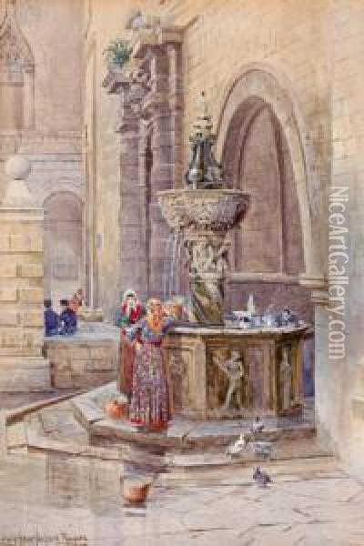 Ragusa: Frauen Am Brunnen Oil Painting - Ludwig Hans Fischer