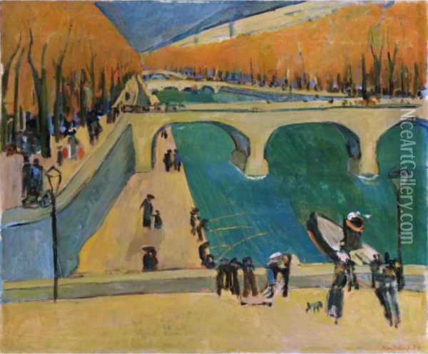 Herbst In Paris (am Seine Ufer) Oil Painting - Werner Neuhaus