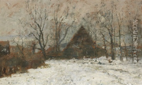 Winterlandschaft Mit Gehoft Oil Painting - Rudolf Hoeckner