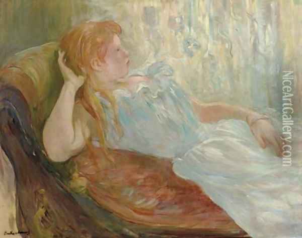 Jeune fille etendue Oil Painting - Berthe Morisot