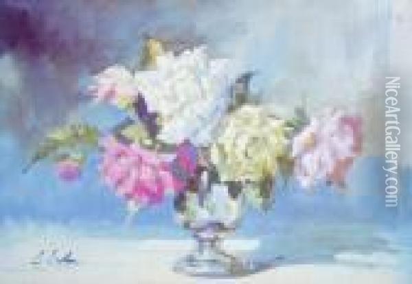 Roze W Wazonie Oil Painting - Erno Erb