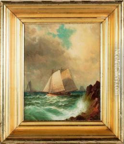 O/c Sailing Ships Oil Painting - George W. Waters