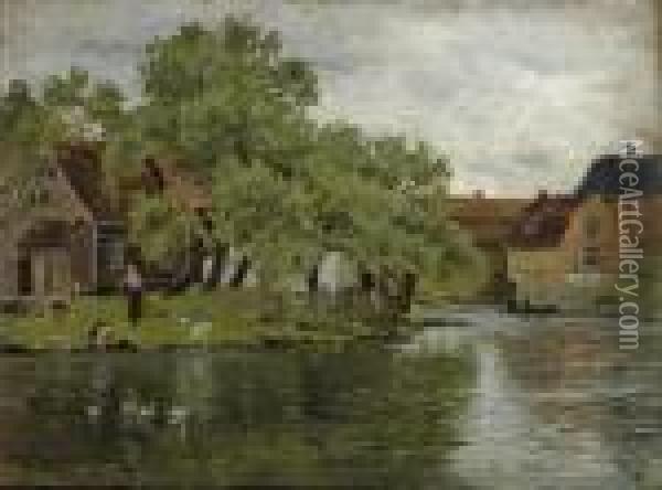 Parti Fra Akerselven (scene From Aker River) Oil Painting - Edvard Munch