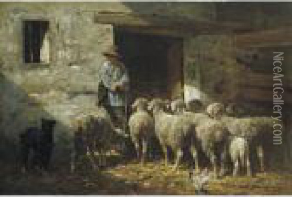 Shepherd Oil Painting - Charles Emile Jacque