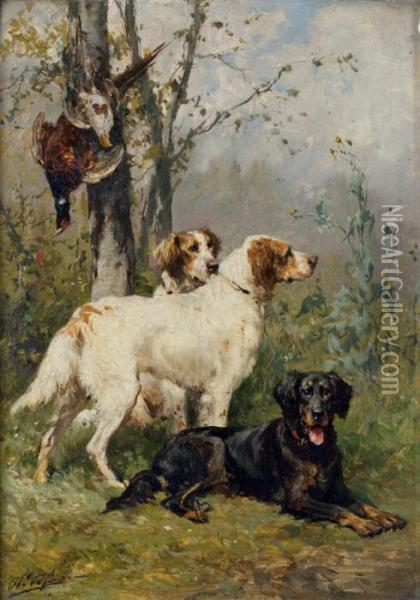Setters Anglais Devant Un Trophee De Coq-faisan Oil Painting - Charles Olivier De Penne