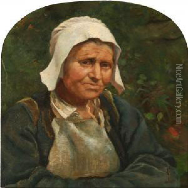 An Old Woman From Brittany Oil Painting - Emilie Mundt