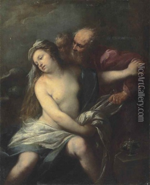 Susanna And The Elders Oil Painting - Giuseppe Nuvolone