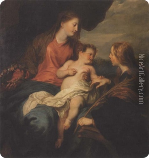 The Mystic Marriage Of St. Catherine Oil Painting - George Peter Alexander Healy