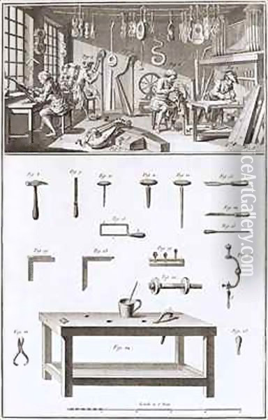 Plate XVIII, The instrument maker's workshop and tools, from the Encyclopedia of Denis Diderot (1713-84) and Jean le Rond d'Alembert (1717-83) Oil Painting - Robert Benard
