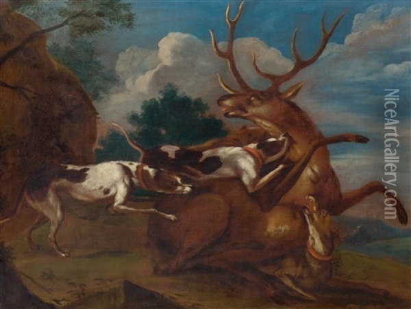 Hunting Scene Oil Painting - Paul de Vos