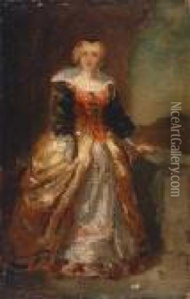 Eine Stehende Dame Oil Painting - Richard Parkes Bonington
