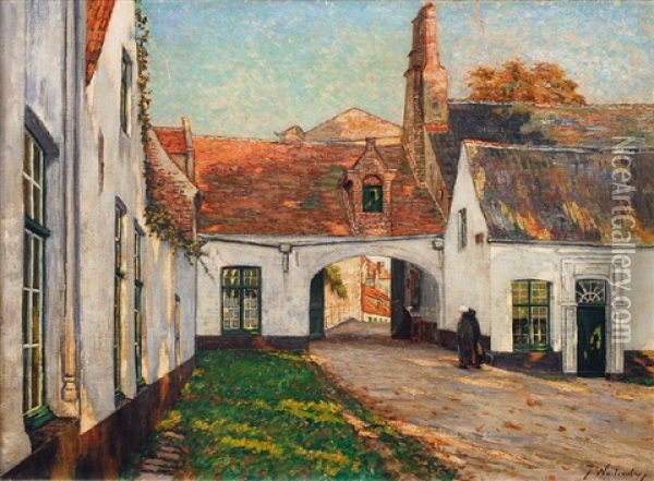 Beginenhof In Brugge Oil Painting - Fritz Westendorp