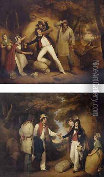 The sailor robbed and The sailor's purse recovered Oil Painting - William Redmore Bigg