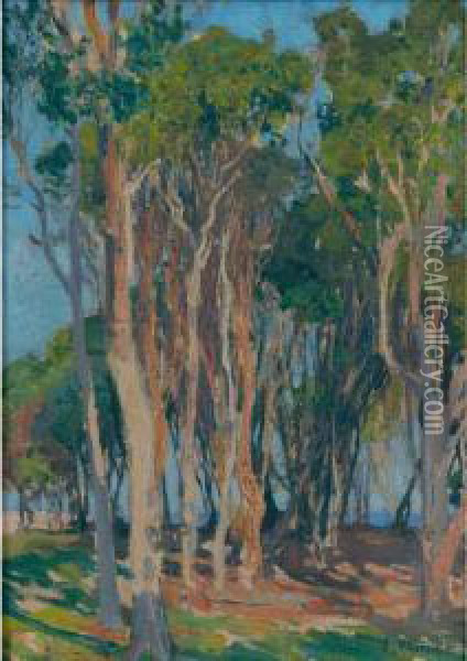 Gum Trees Oil Painting - Emanuel Phillips Fox