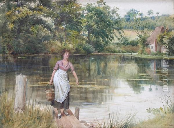 Fetching Water Oil Painting - George Goodwin Kilburne