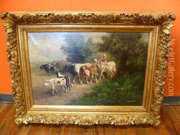 Troupeau De Vaches Oil Painting - Henry Schouten