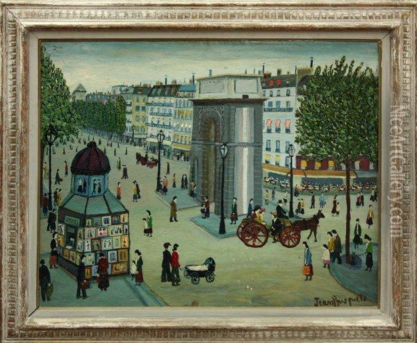 Parisian Street Scene Oil Painting - Juan Busquets